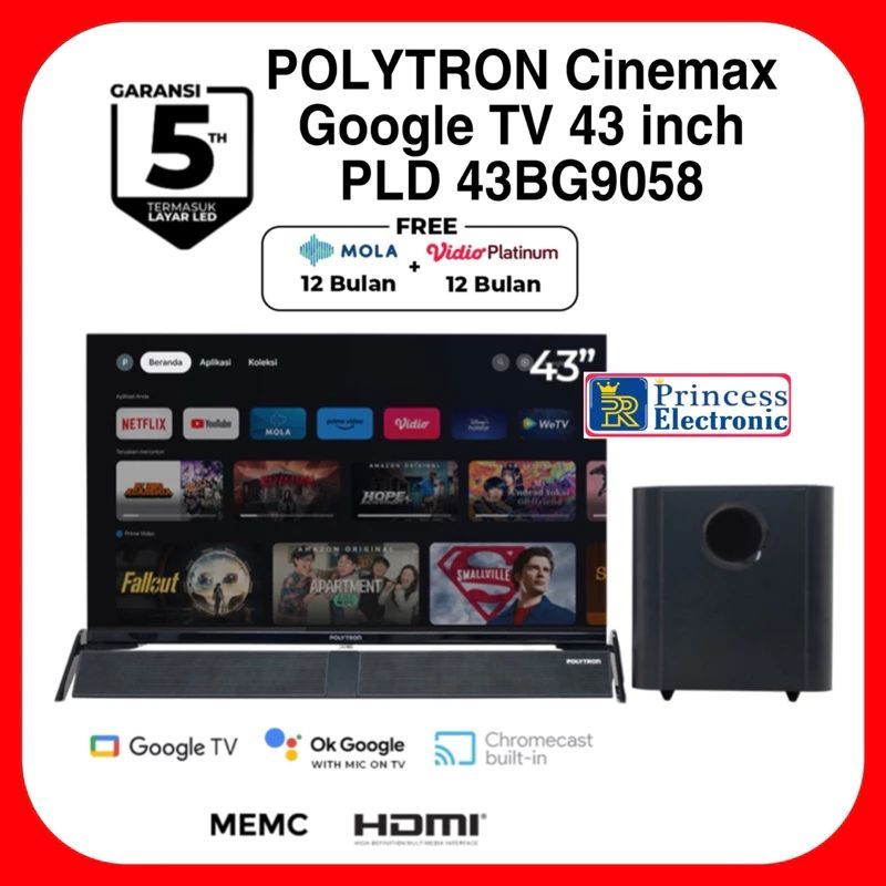 POLYTRON Cinemax Google TV 43 inch PLD 43BG9058