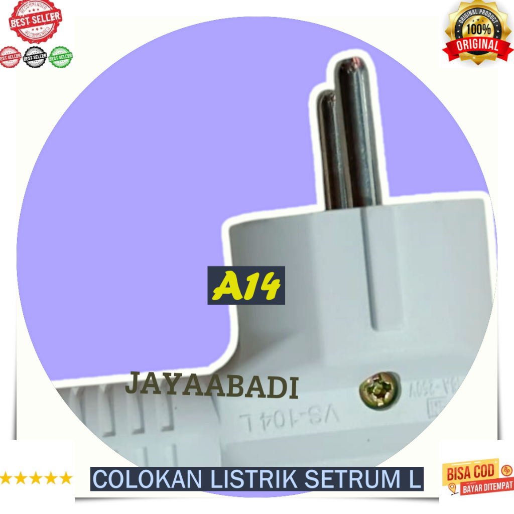 A14 LISTRIK COLOKAN TYPE L COLOKAN TAHAN PANAS ORI 100% COLOKAN L Terminal Kuningan 16A-250V SNI STE