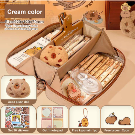 

Pencil Case Large Capacity Back To School Pencil Pouch Aesthetic Stationery Kawaii Capybara Pencil Box