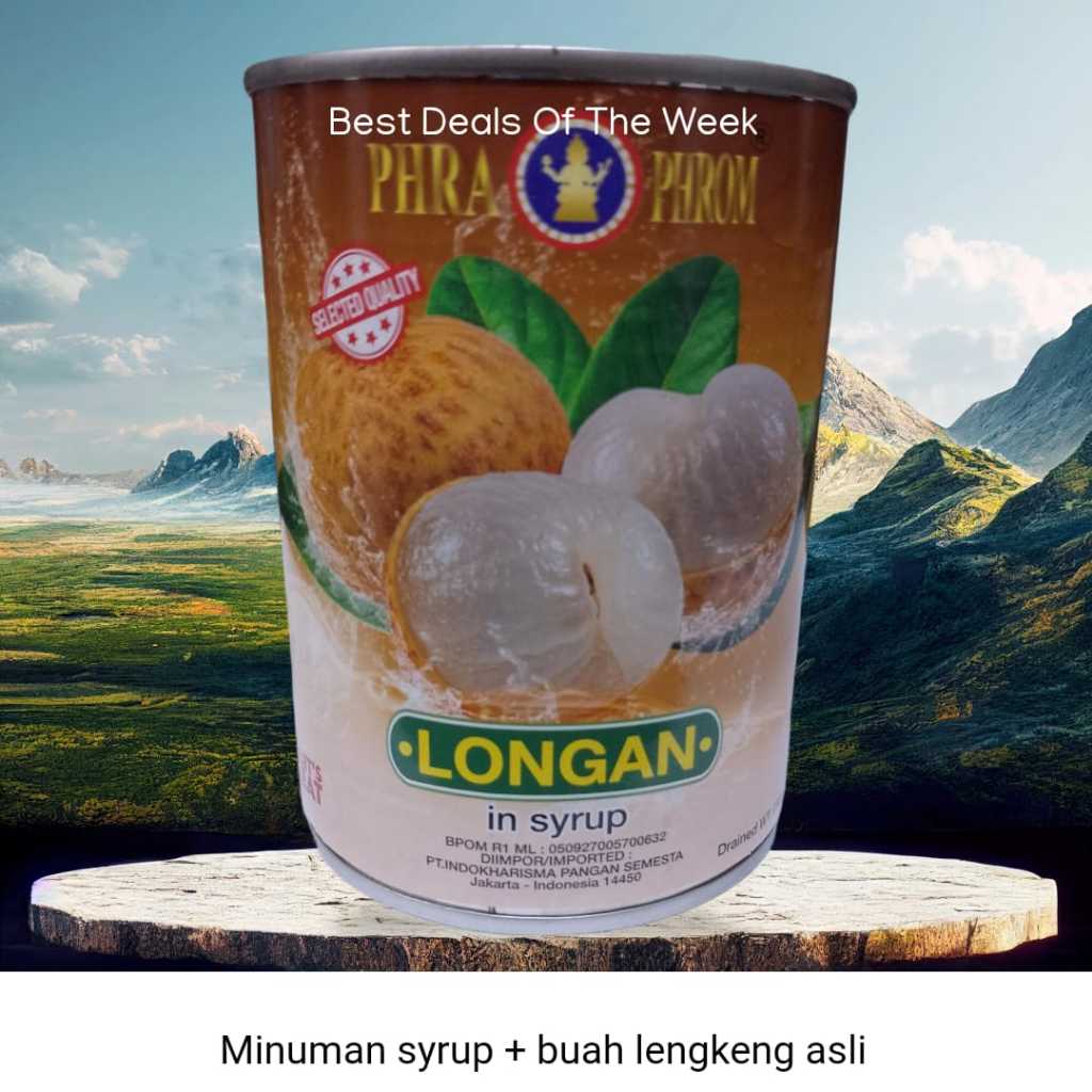 

LONGAN IN SYRUP PHRA PHROM 565 GRAM/MINUMAN BUAH KALENG/MINUMAN LENGKENG KALENG