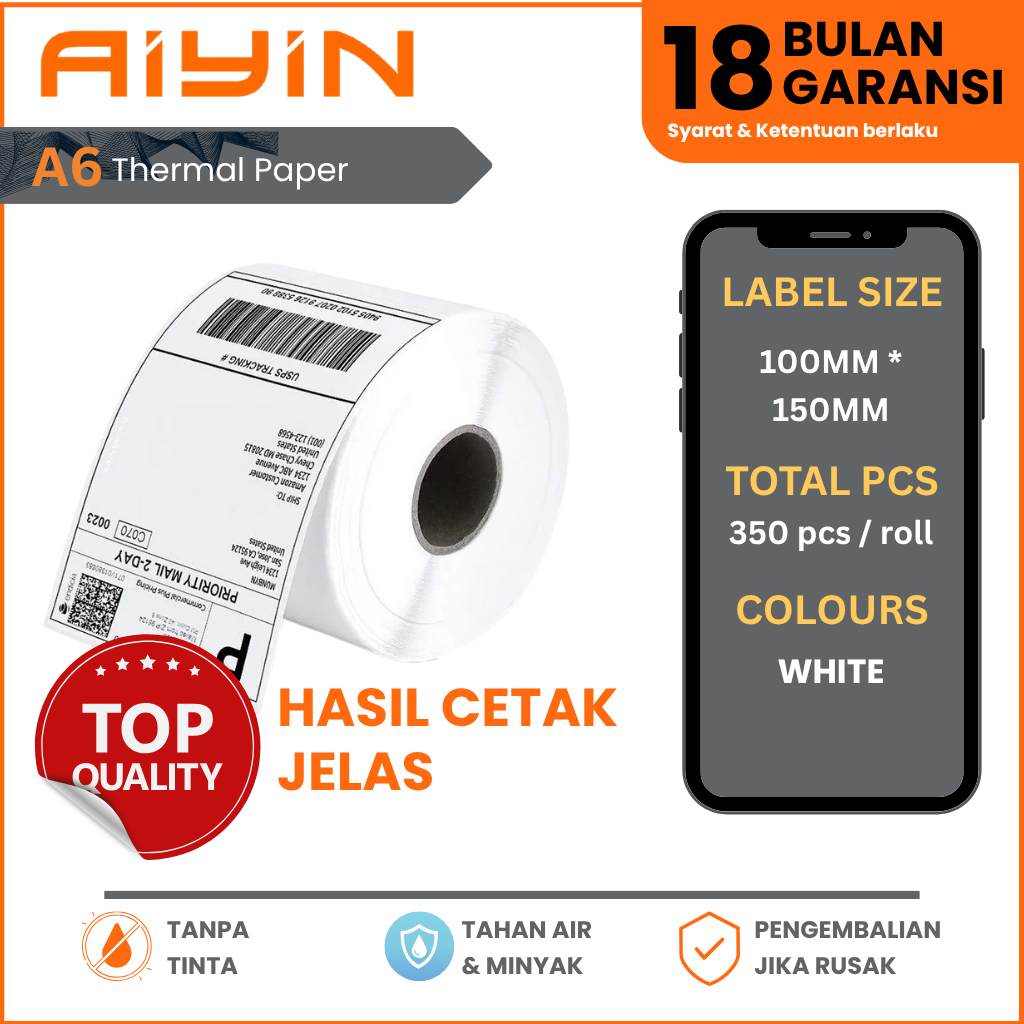 

AiYin Shopee Thermal Roll Paper for Shopee Waybill 100*150mm Express Label / Kertas Label