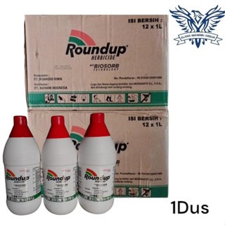 1 DUS ROUNDUP 1 Liter Isi 12pcs Isopropil amina glifosat herbisida pembasmi rumput pada tanaman