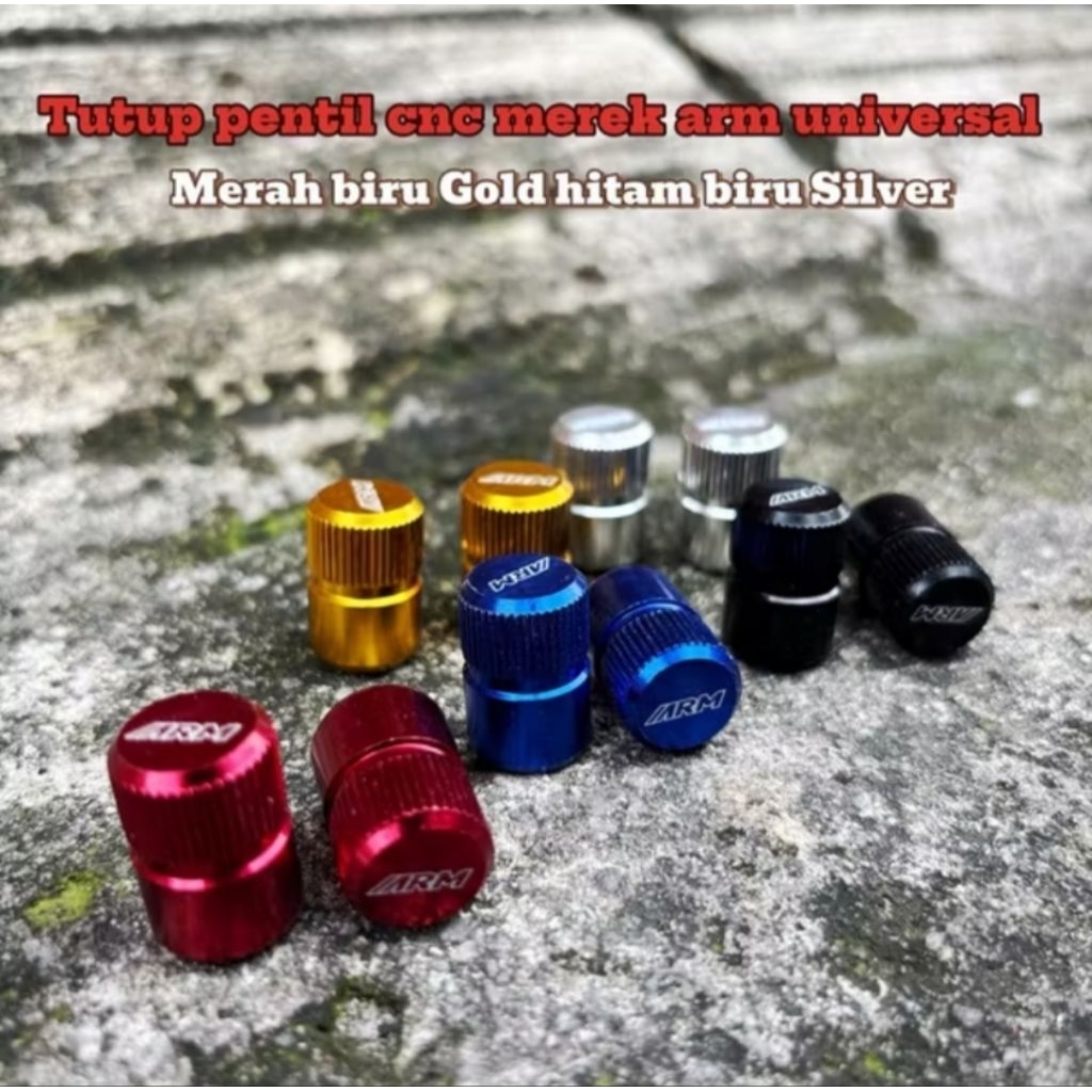 tutup pentil ban merk arm CNC Tire valve cap motor mobil sepeda universal LS234