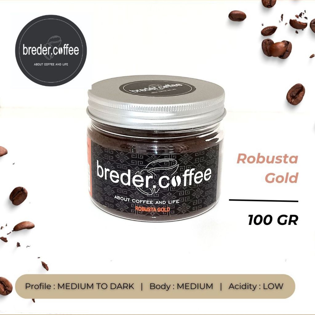 

BREDER COFFEE | ROBUSTA GOLD 100 GR | KOPI BUBUK
