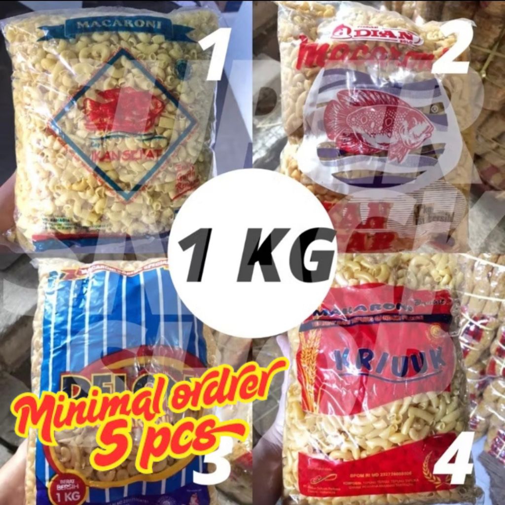 

MAKARONI BANTET MURAH / MAKRONI MURAH / MAKARONI MENTAH / MAKRONI BANTAT KUNING ANEKA 1 KG (minimal 5 pcs)