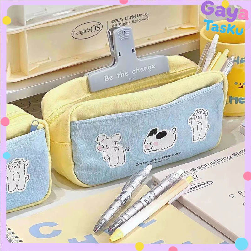 

Tempat Pensil Aesthetic Motif Lucu / Kotak Pensil Kanvas Kapasitas Besar Warna Pastel Kuning Biru, Portable Stylish Jepang untuk Siswa Sekolah Ujian