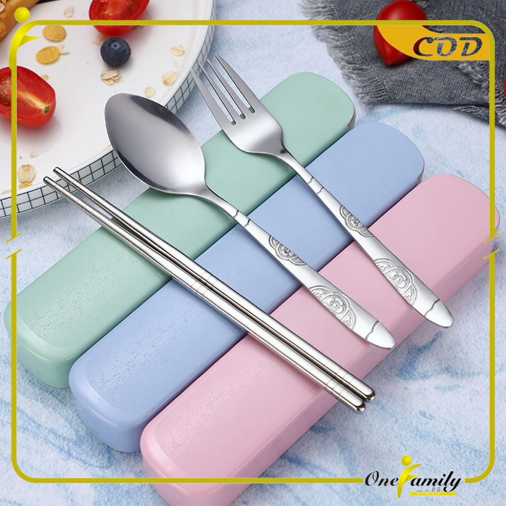 FR01 Murah Set alat makan sendok garpu sumpit dengan Kotak penyimpanan - Eatkit