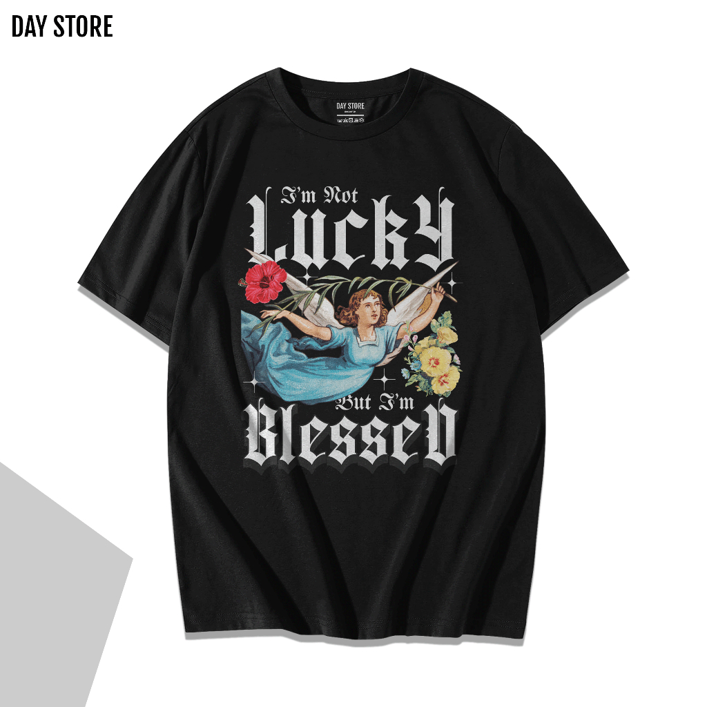 DAY STORE - Kaos Streetwear LUCKY BLESSED Pria Wanita Baju Tshirt Distro