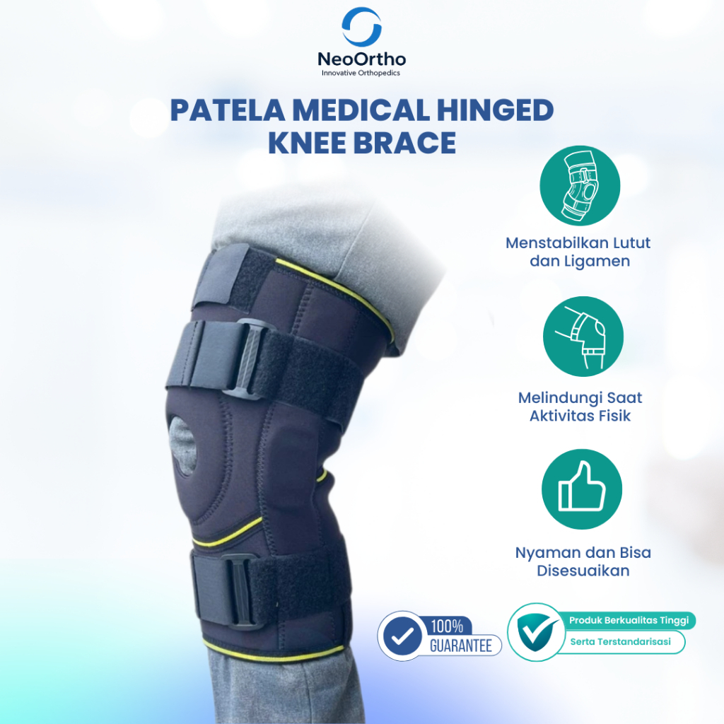 Patela Medical Hinged Knee Brace/ Deker Terapi Lutut / Penyangga Lutut