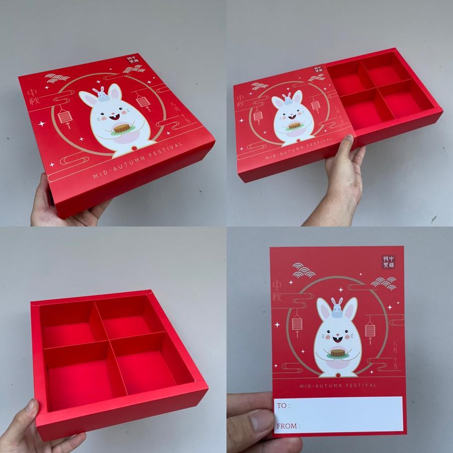 

Dus Mooncake 125gr - 150gr Sekat 4 Red Rabbit Free Tag