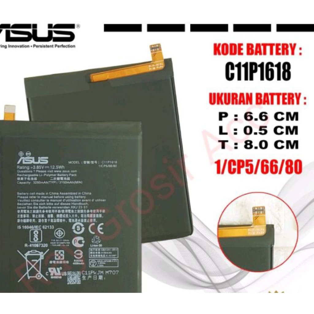Batre BATERAI C11P1618 FOR ASUS ZENFONE 5Q ZC600KL / ASUS ZENFONE 4 ZE554KL BATTERY