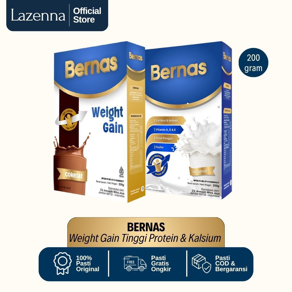 

BERNAS - Weigh Gain Susu Protein Tinggi Kalsium & Fosfor, Usia 1 Tahun & Dewasa