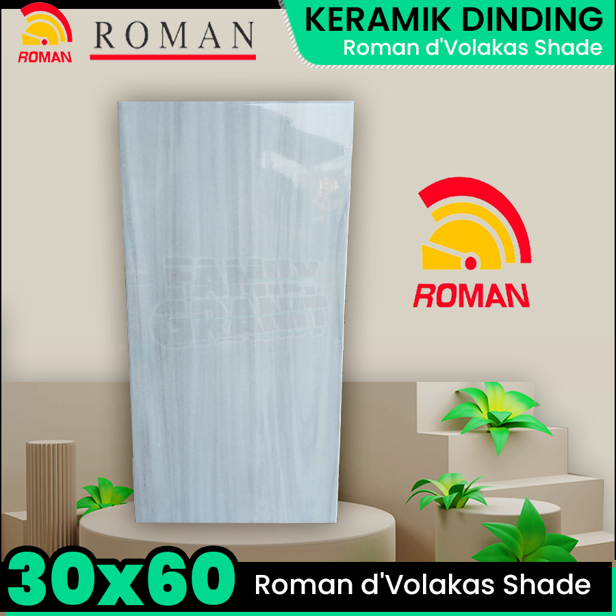 Keramik Dinding 30x60 Roman dVolakas Shade Motif Marmer Serat Kayu Glossy