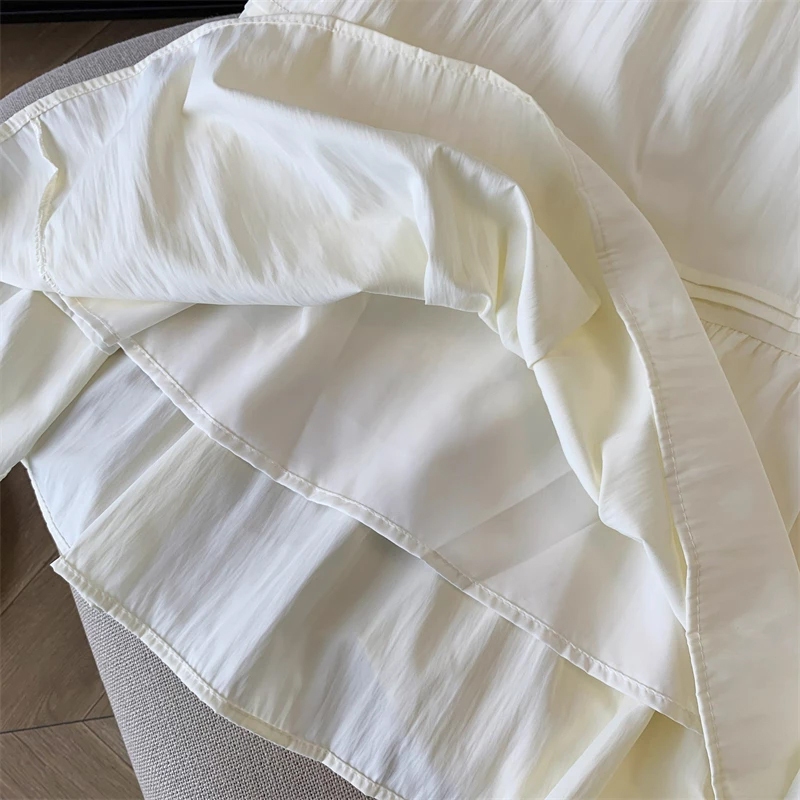 STYLE FASHION YIKOO - Rok Wanita Panjang Rok Putih Sederhana Highwaist A Line Skirt STYLE FASHION