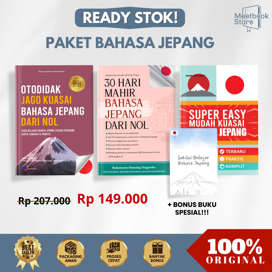 Buku Bahasa Paket 3 Buku Belajar Bahasa Jepang - Otodidak, 30 Hari Mahir, Super Easy Buku Bahasa Jep