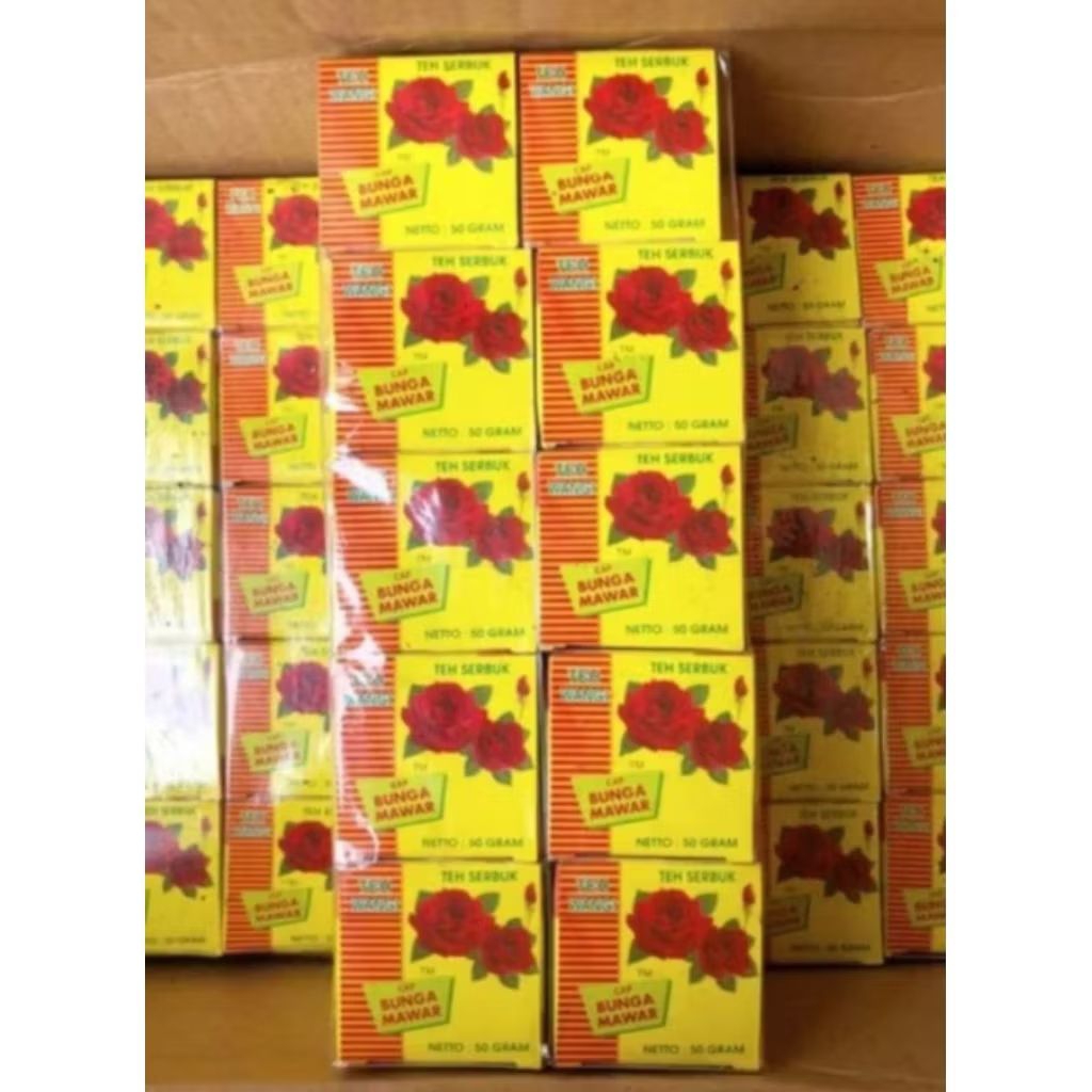 

TEH BUBUK CAP BUNGA MAWAR 50 GRAM / TEH WANGI CAP BUNGA MAWAR / MAWAR 10 KOTAK/Teh serbuk cap Mawar / Bunga Mawar