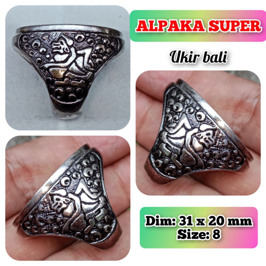 ring emban batu akik dan permata alpaka super alpaka bakar.15