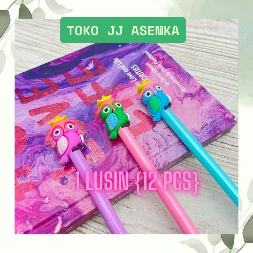

12 PCS PULPEN GEL BURUNG HANTU MAHKOTA LUCU UNIK KARAKTER ALAT TULIS MURAH COD