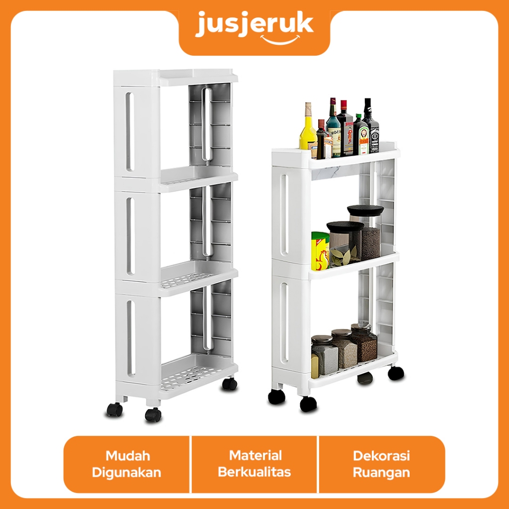 JFactory Rak Susun Serbaguna Trolley Dorong Plastik Rak Susun Serbaguna Rak Susun Plastik Aesthetic