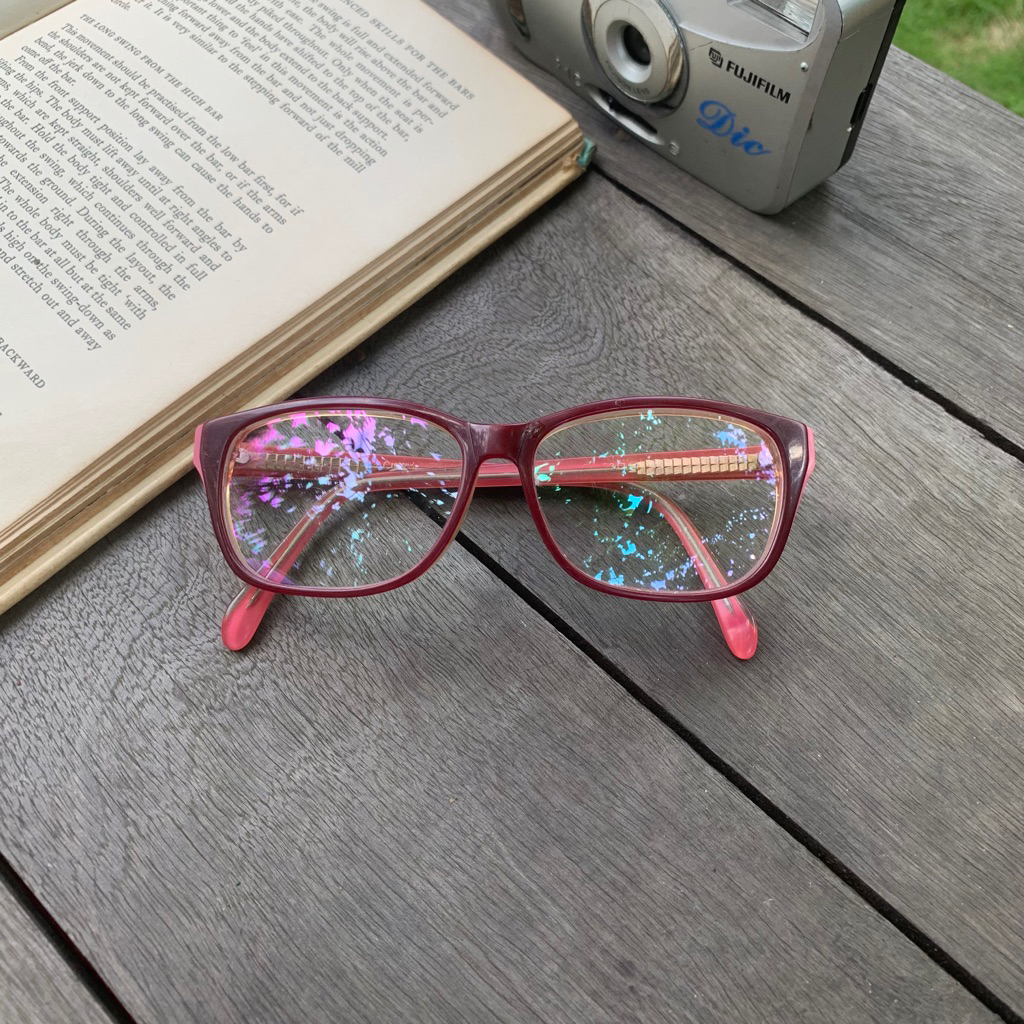 kacamata cresendo2nd "lensa normal" (warna maroon & pink)