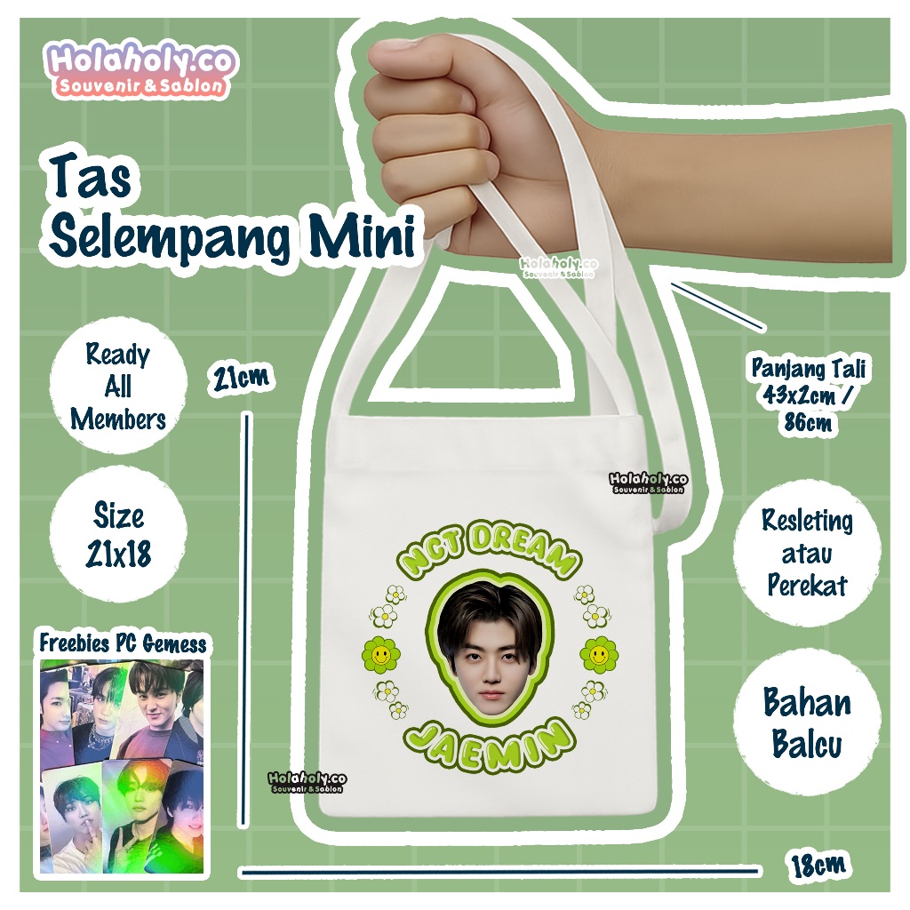 Tas Selempang Mini NCT DREAM Kanvas Blacu Gemes KPOP Fankit edisi freebies Gift Kado Kpop Korea