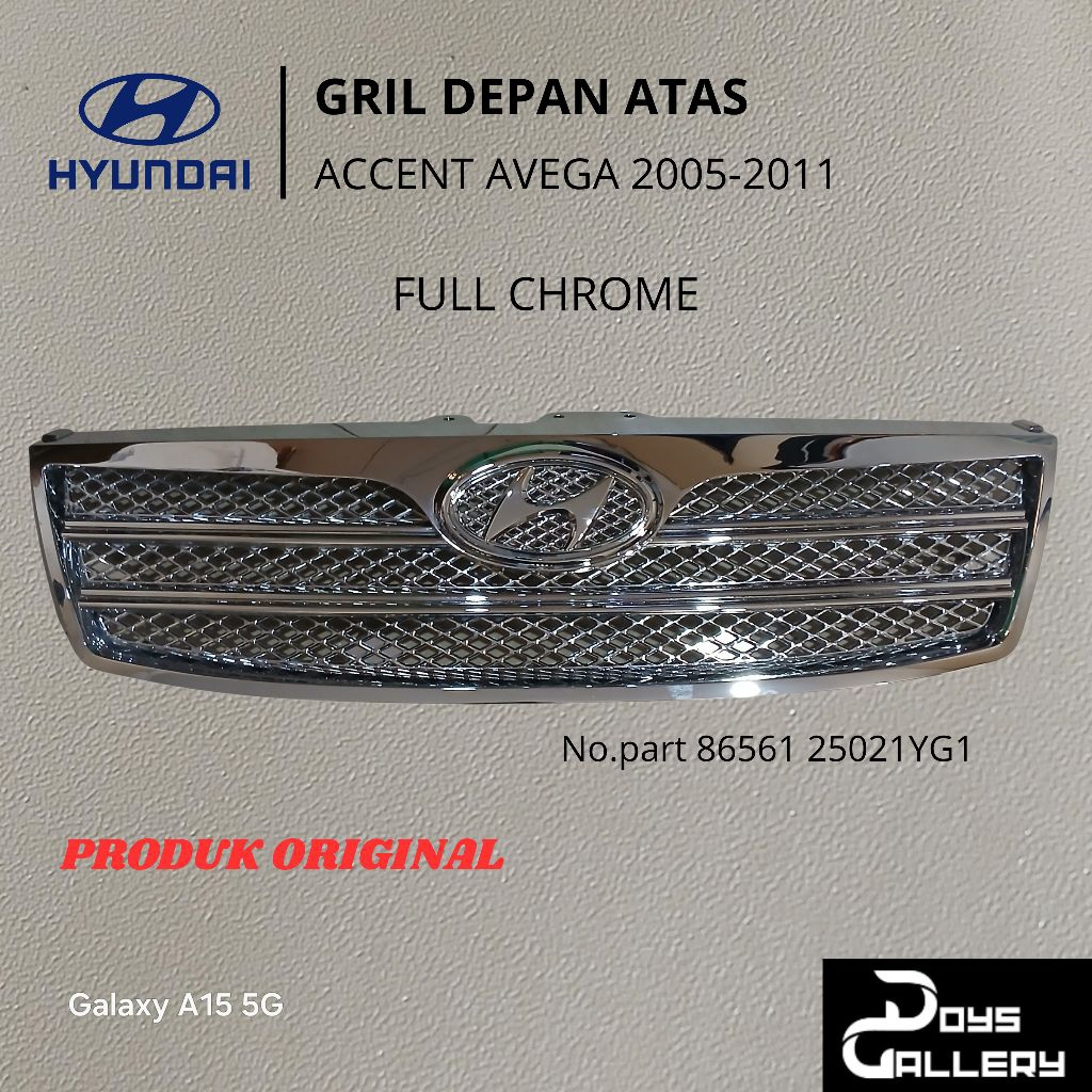 Grill depan mobil hyundai accent avega tahun 2005 sampai 2011 warna full chrome asli original
