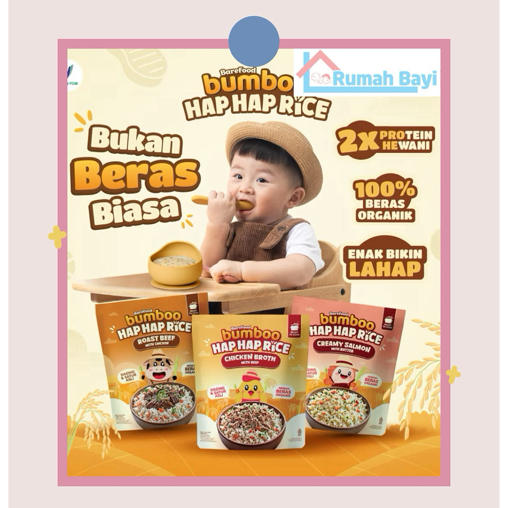 

BUMBOO Hap Hap Rice - 100% Beras Organik Tanpa Pestisida - Double Protein Hewani - Bahan Alami - Tanpa Pengawet