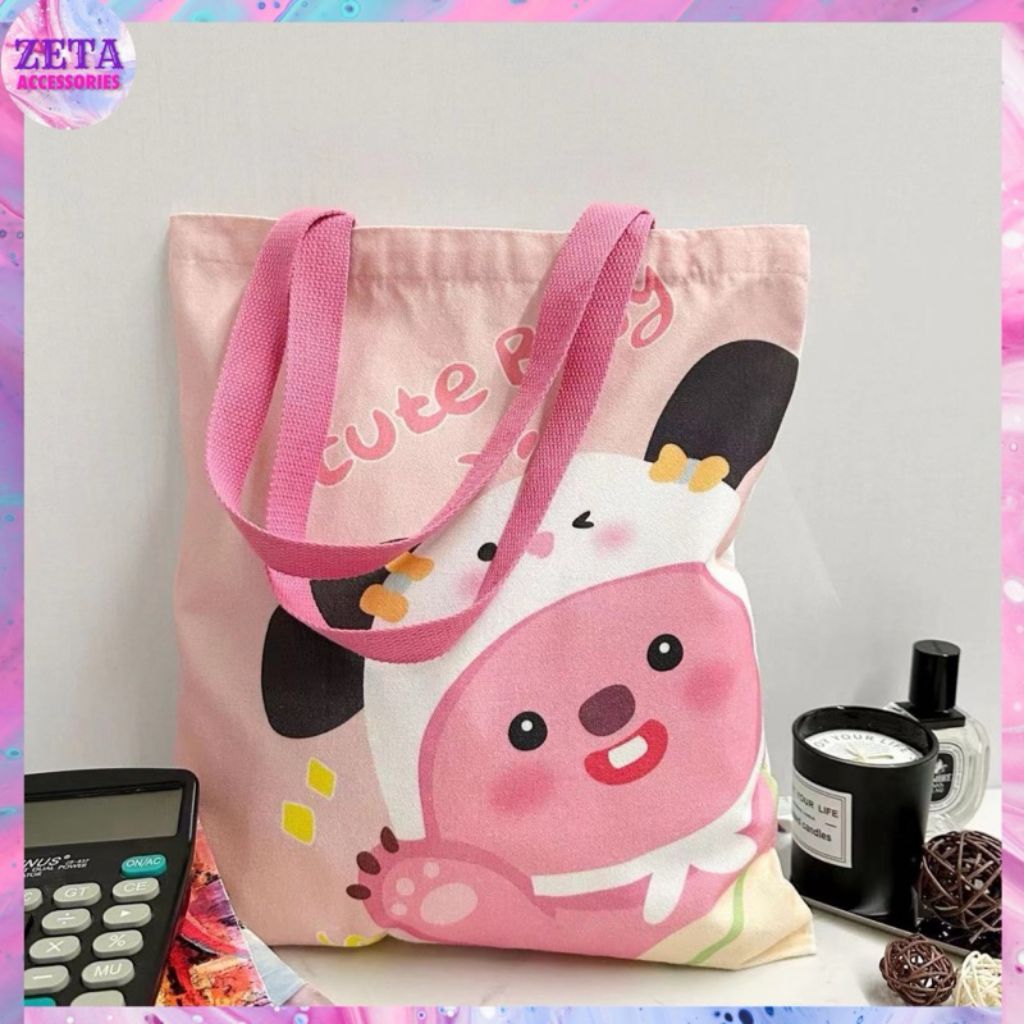 Tote bag canvas premium/ Tote bag karakter lucu