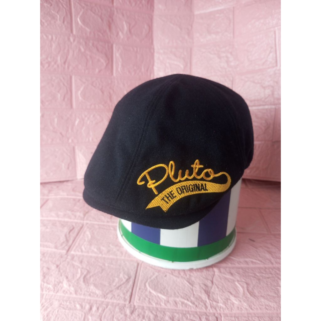 Topi Flat Cap Unisex Disney Pluto Original Topi Copet bahan Wool