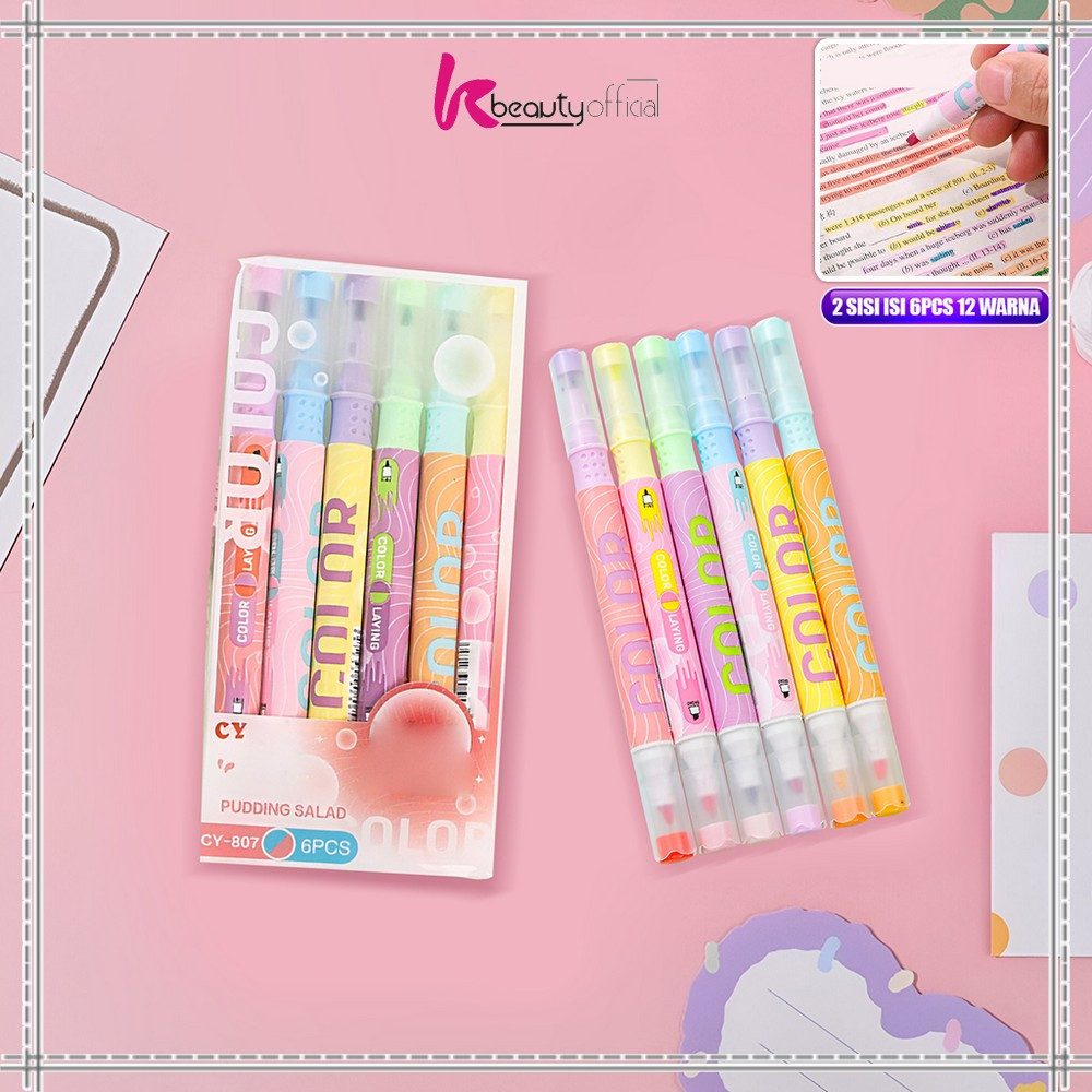 

EC KB-A114 Highlighter Pastel 2 Sisi Isi 6pcs 12 Warna / Spidol Penanda Teks Set Alat Tulis Sekolah / Spidol Pen Marker Ujung 2 Tip Serbaguna