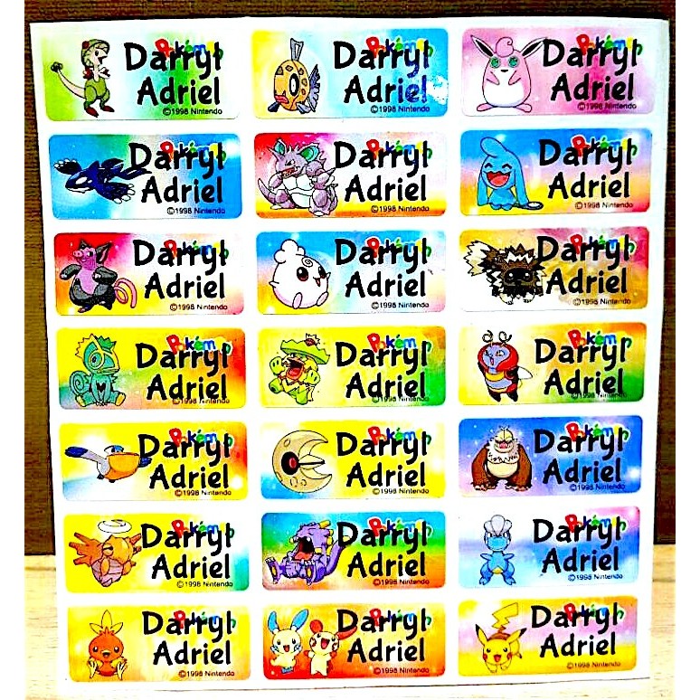 

Label Nama Anti Air Sticker Waterproof Pokemon