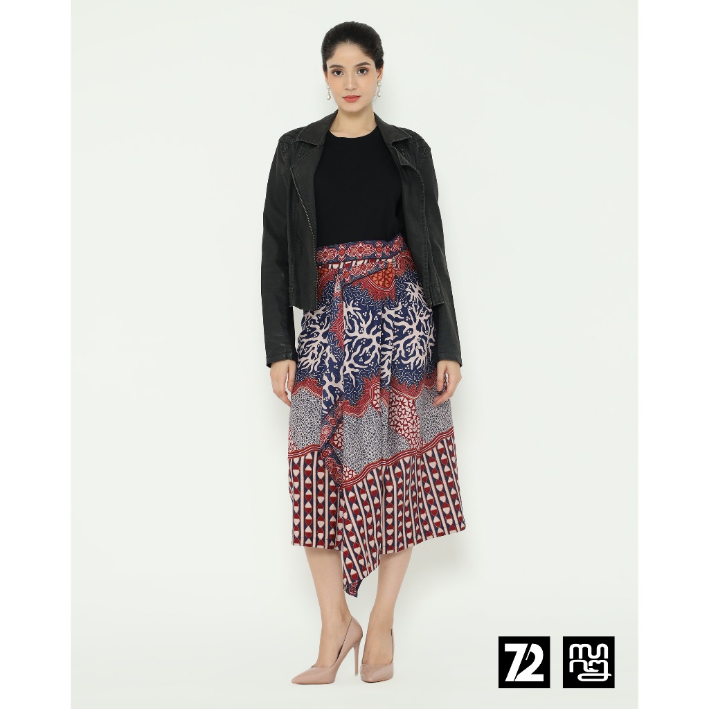 72 Batik - Rok Batik Span Skirt Lilit Kebaya Instan Modern Wanita Warna Biru 725746