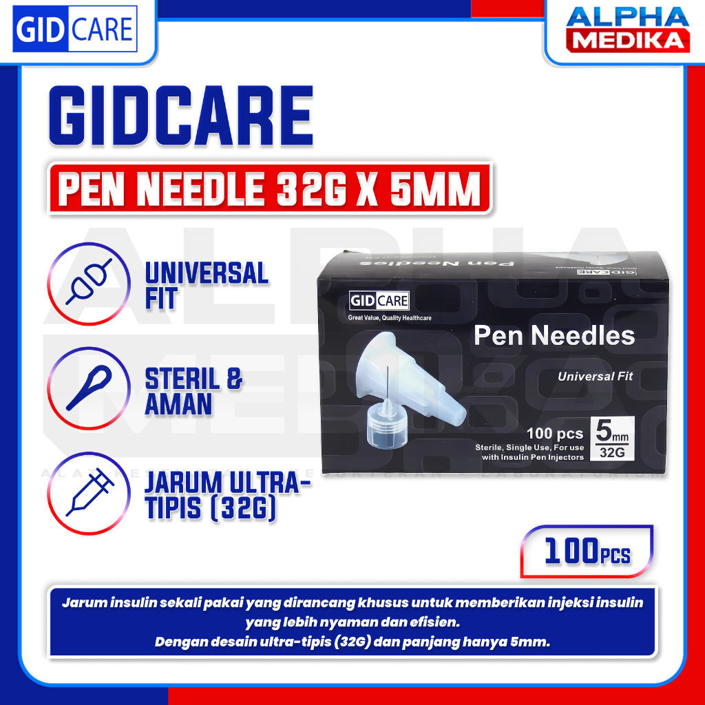 GIDCARE - Jarum Insulin Pen Needle Gidcare 32G x 5mm "PCS" / Pen Needle BIRU