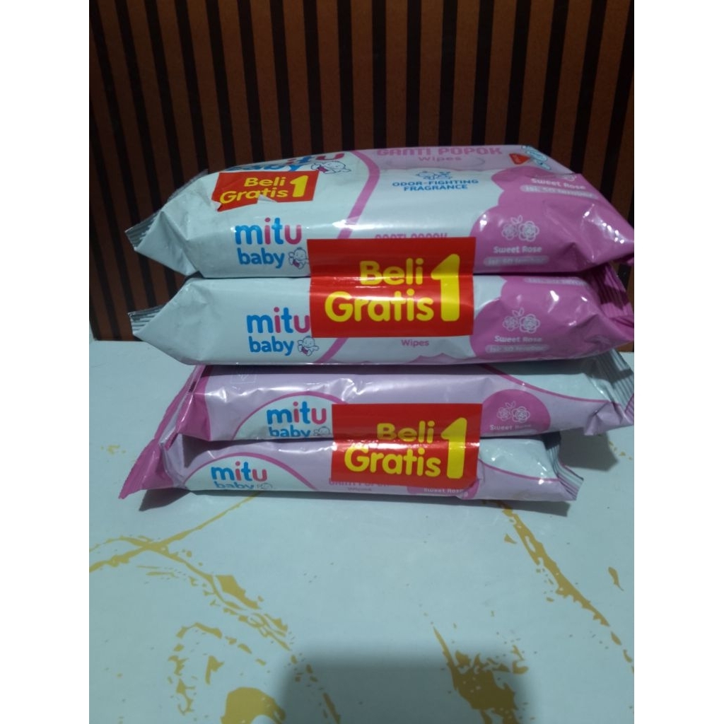 Paket 4 tisu basah mitu baby ganti popok wipes sweet rose