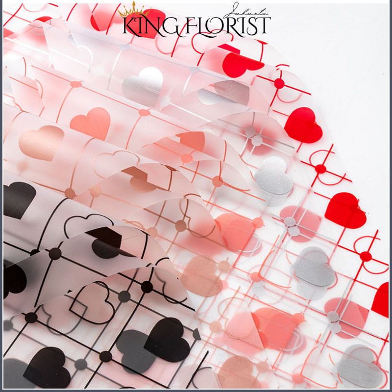 

Kertas Buket Bunga Wrapping Paper Heart Semi Transparent Cellophane Motif Love 6195