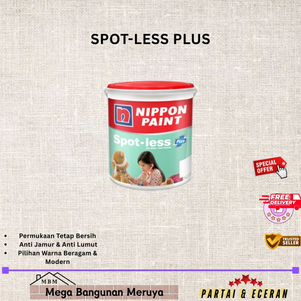 CAT TEMBOK INTERIOR NIPPON PAINT SPOTLESS PLUS MIXING 20 Liter