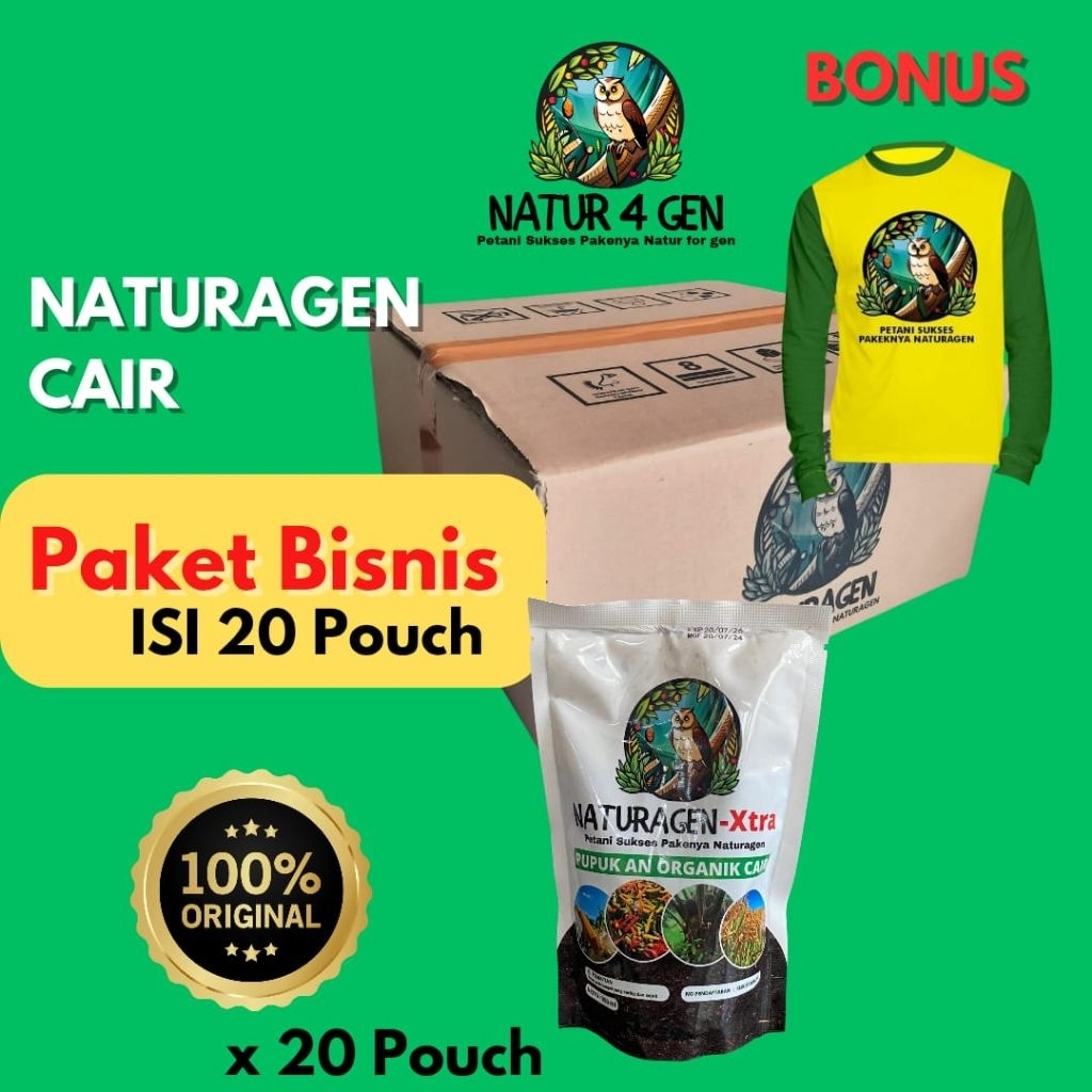 20 POUCH NATURAGEN Cair  Paket Bisnis ORI garansi resmi Bonus Kaos Pupuk Padi Pupuk jagung pupuk bua