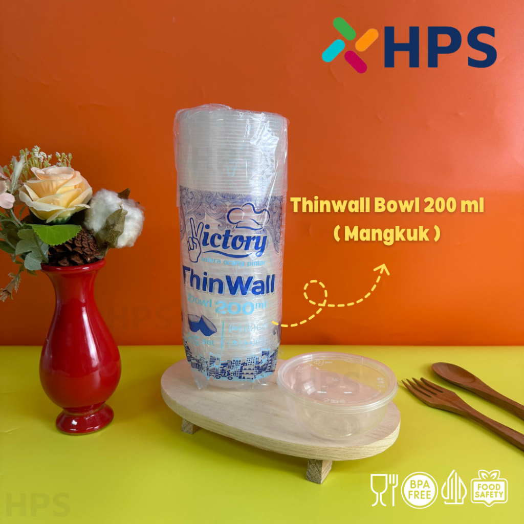 Thinwall BOWL 200 ml  , 400 ml MANGKUK BULAT Plastik Take Away Bowl Bulat Salad Buah Puding Catering