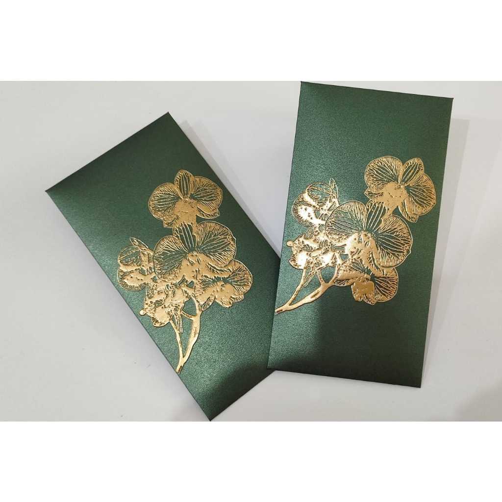 

Angpau Jasmine Dark Green Foil & Embos (Timbul) Bunga Anggrek