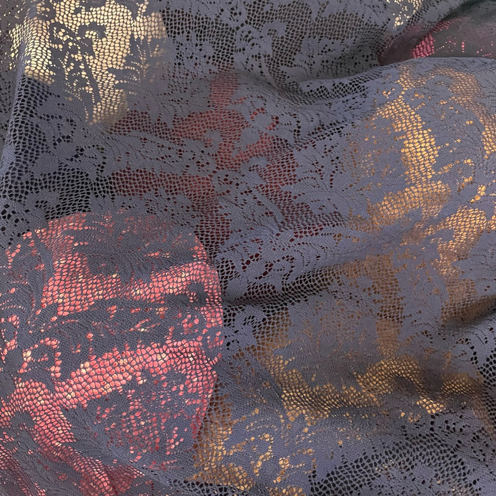 kain tulle brokat - kain tulle brokat street motif bunga premium - warna ungu taro - kain brukat mot