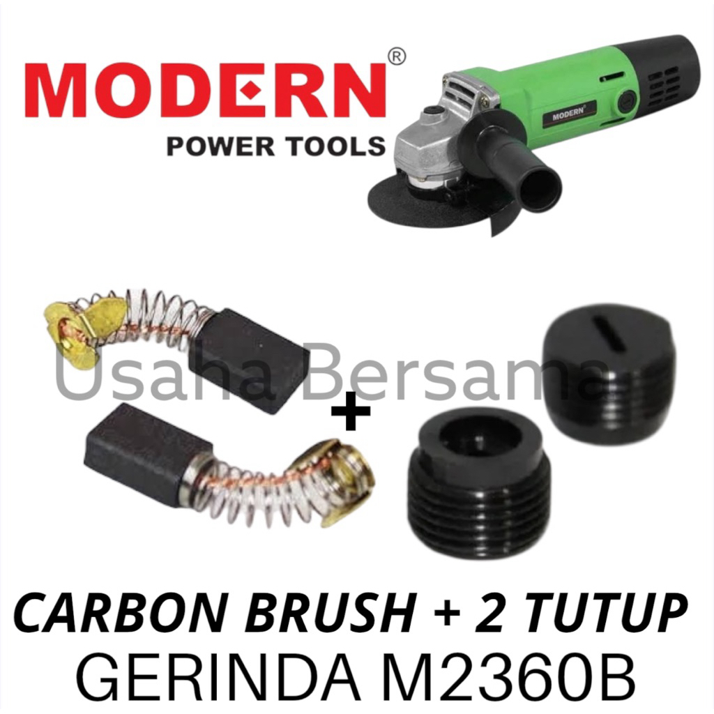 CARBON BRUSH + 2 TUTUP GERINDA M2360B HIJAU ARANG DAN TUTUP CB GERINDA MODERN M2360B
