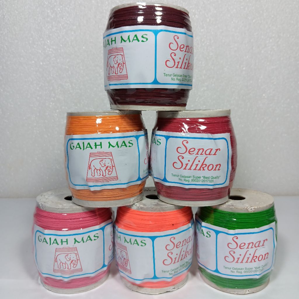 Benang Senar Gelasan Tasi Layangan Cap Gajah Mas Senar Silikon 0,25 isi 6 klos