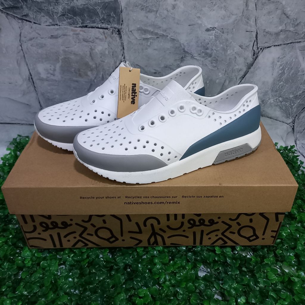 Sepatu Native Lennox Block Size 40 Putih Abu Navy