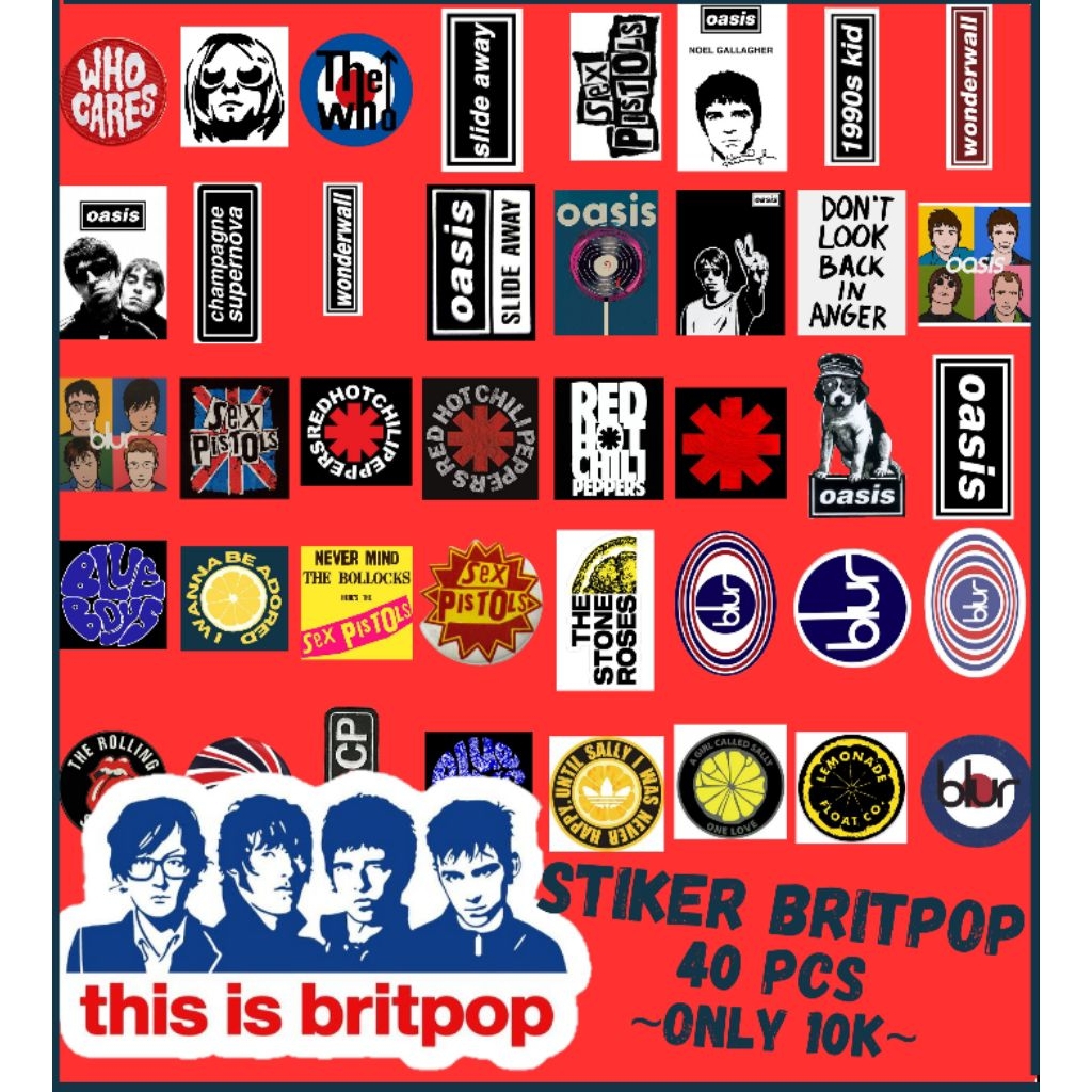 

Stiker Aesthetic 40pcs Band Britpop Hooligans Oasis-Blur-Stone Roses Berwarna Murah
