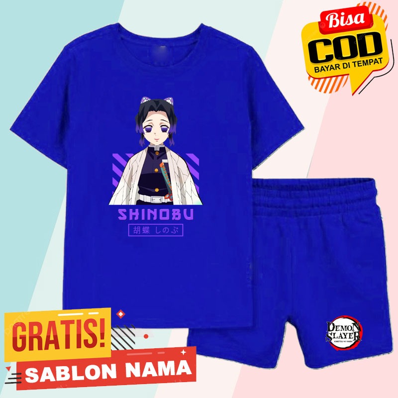 Stelan Kaos Anak Shinobu Demon Slayer / Baju Stelan Anak Laki Laki & Perempuan Shinobu Demon Slayer