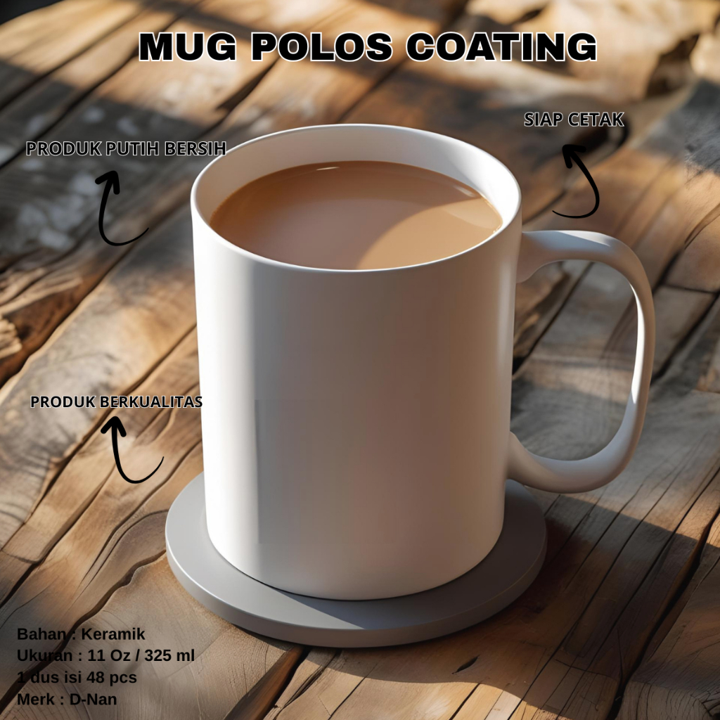 MUG POLOS COATING BAHAN KERAMIK / MUG COATING PUTIH SABLON LOKAL BUKAN MUG IMPORT MUG DNAN