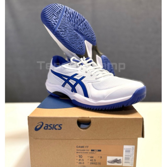 Sepatu Tenis Asics Game FF White Dark Cobalt Men/Tennis Shoe Asics Game FF Original