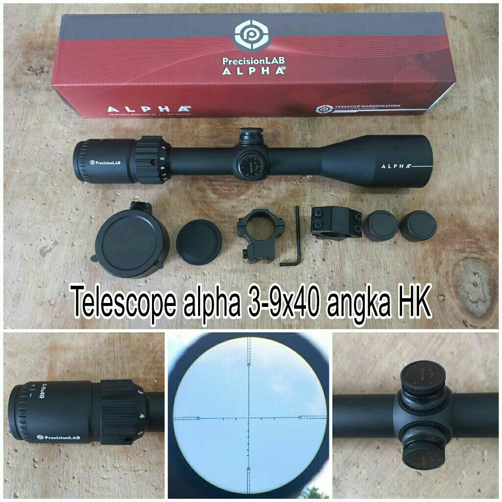 Teleskop Alpha 3-9×40 Reticle Angka HK ORI
