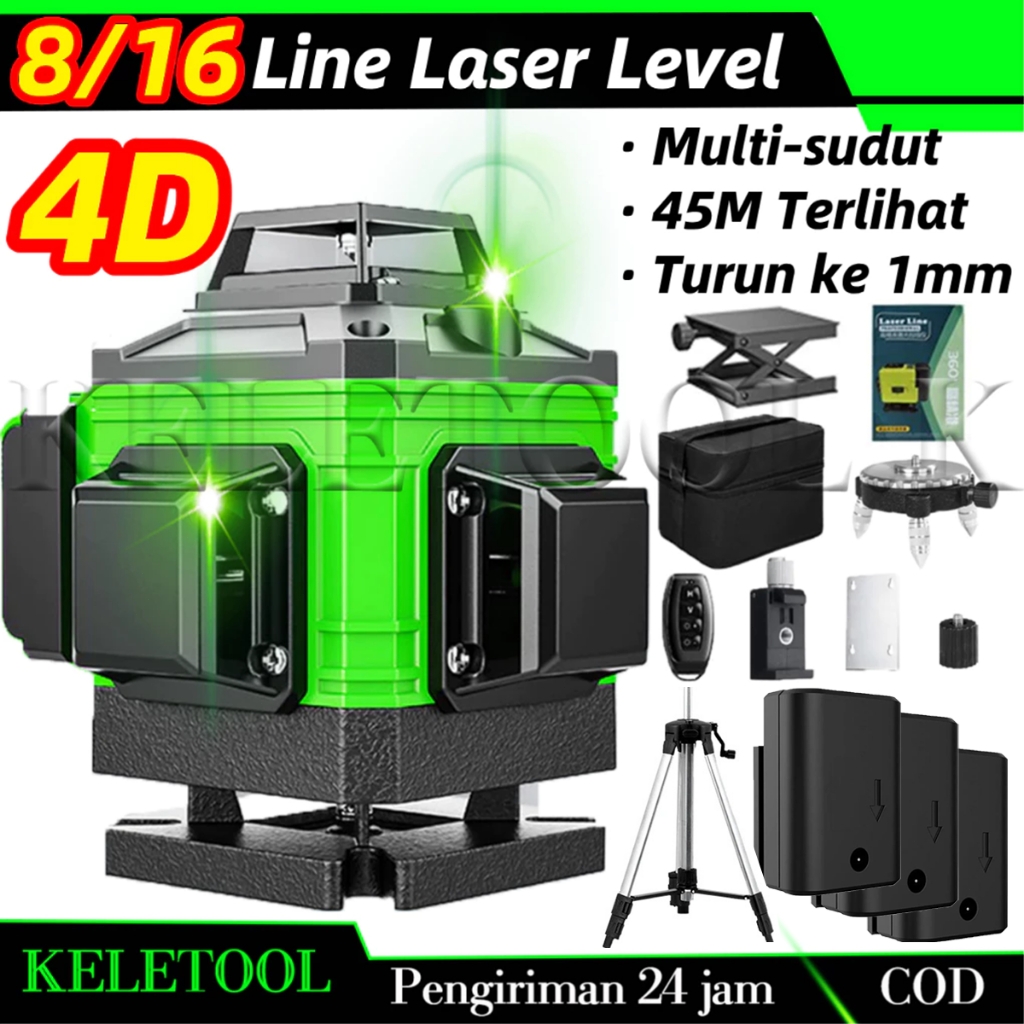Keletool  Laser Level 16 Lines  360 Auto Leveling Laser Bangunan Waterpass  Laser Keramik  Laser Lev
