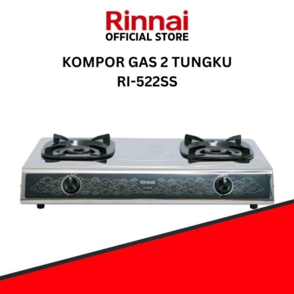 KOMPOR RINNAI STAINLESS STEEL RI-522 SS || RINNAI DUA TUNGKU API RI-522 SS || KOMPOR GAS RINNAI STAI